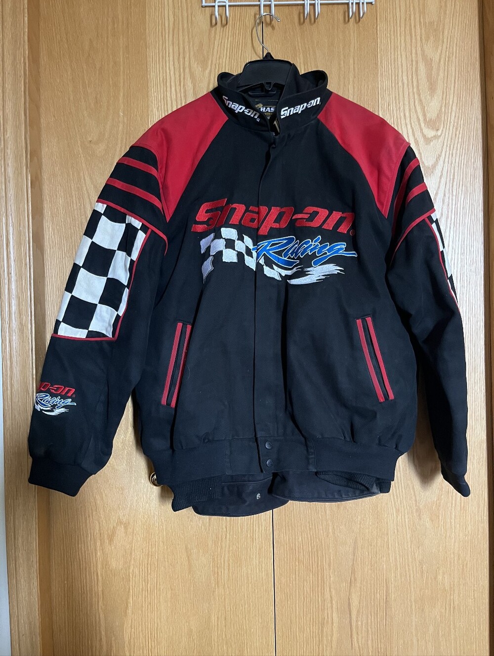 Snap On Tools Racing Puffer Jacket with Checkered Sleeves